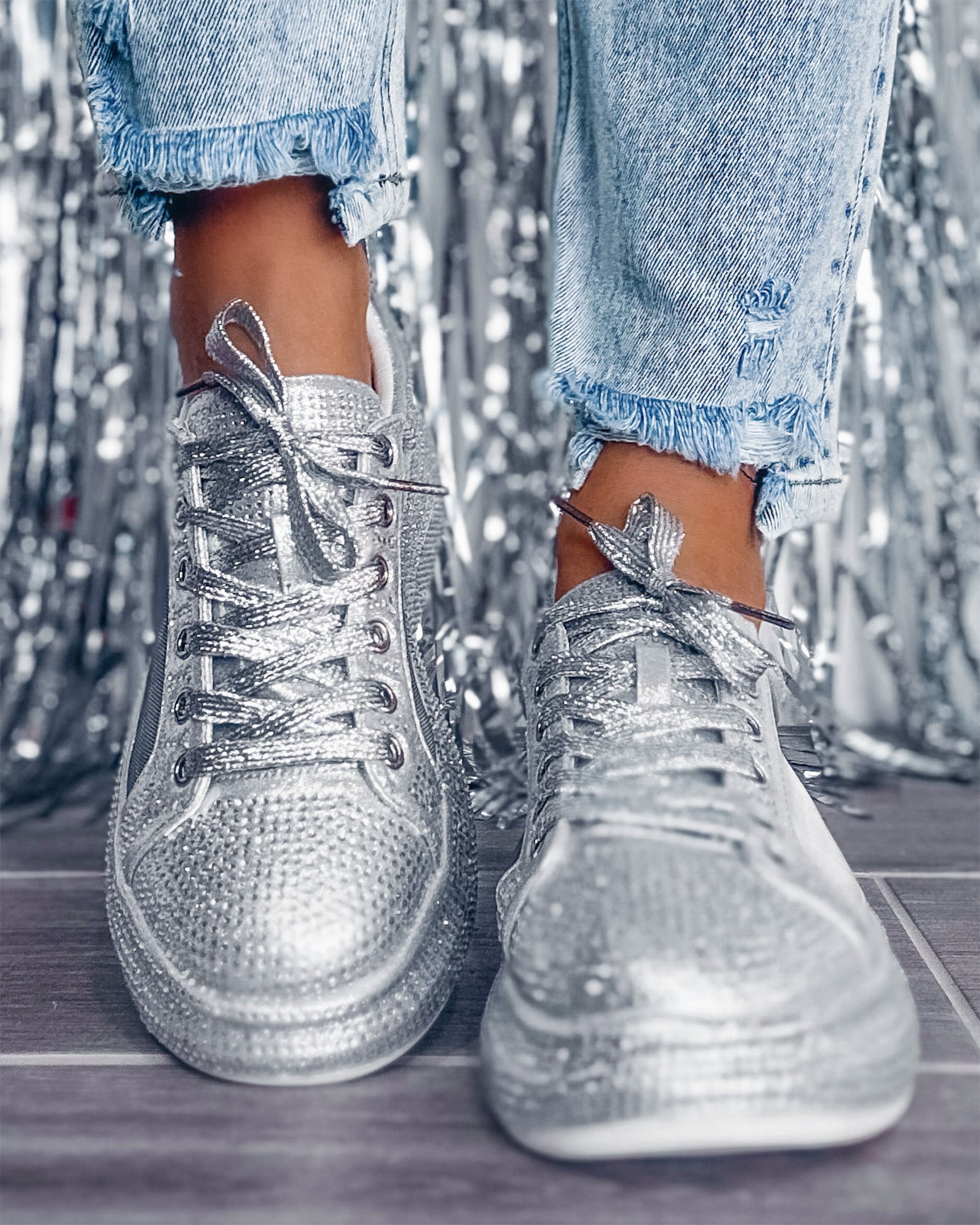 Atalynn Rhinestone Sneakers - Silver