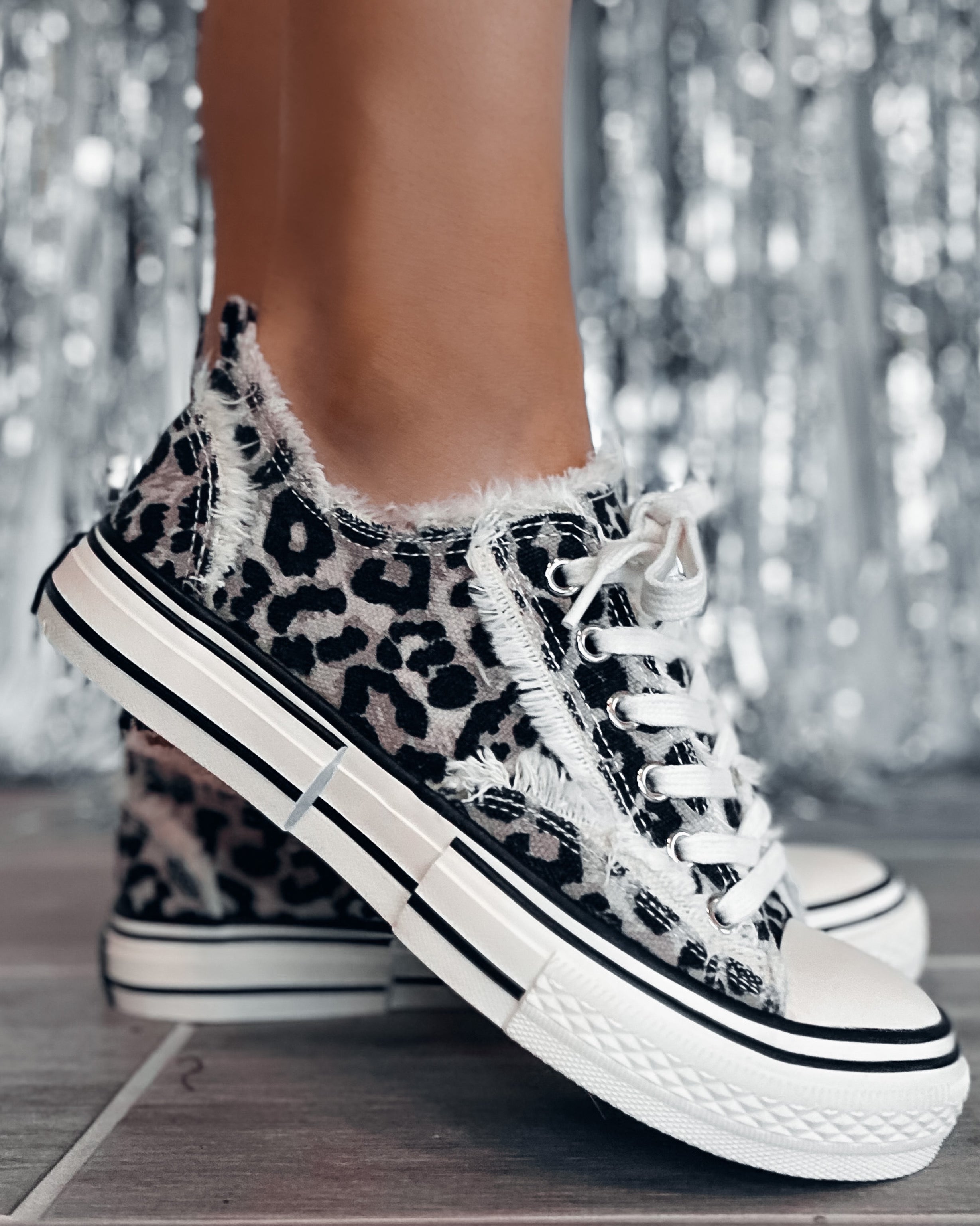 Dako Leopard Frayed Sneakers